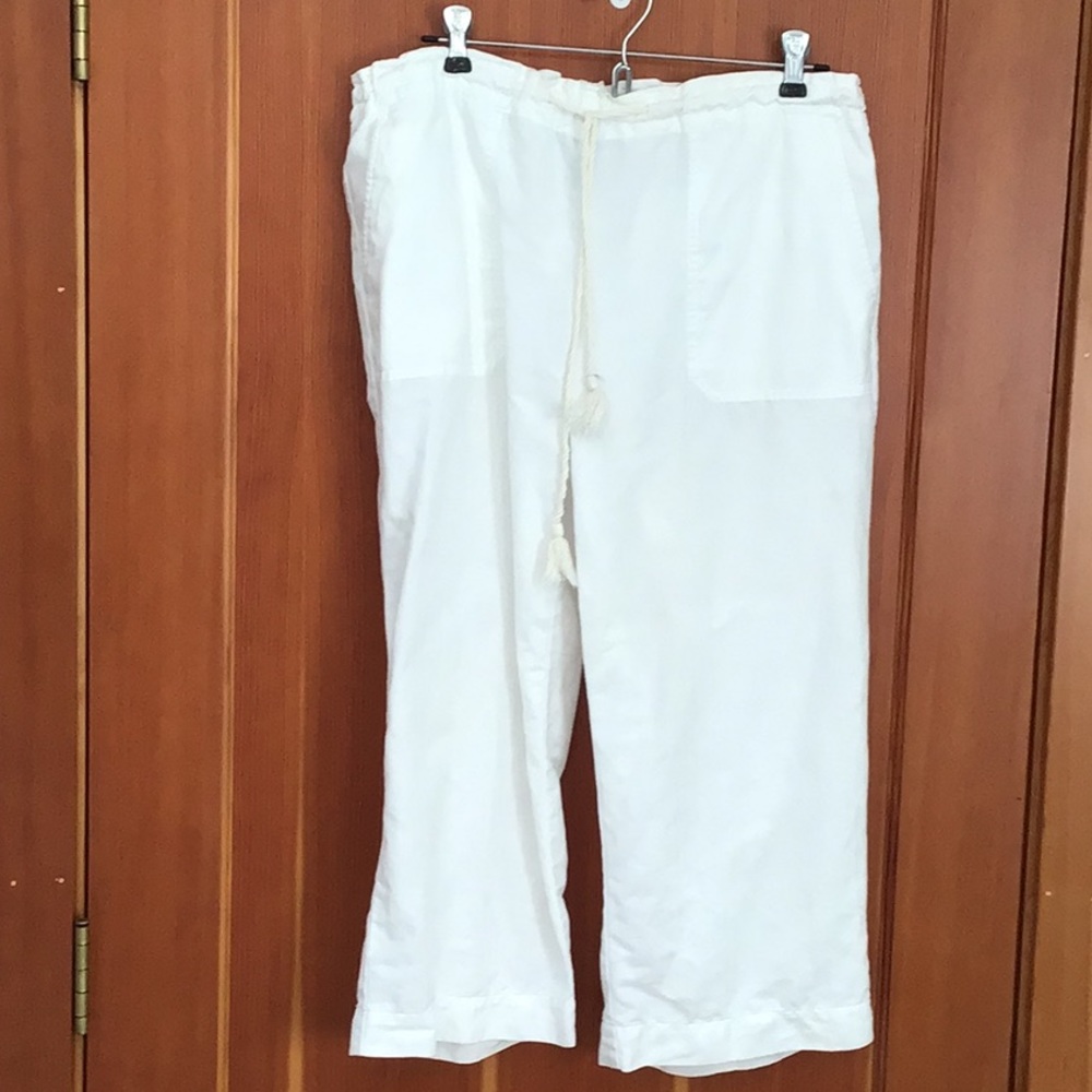 Lauren Ralph Lauren White Linen Cargo Pants